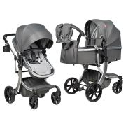 Коляска-трансформер AIMILE New silver (темн.сер)