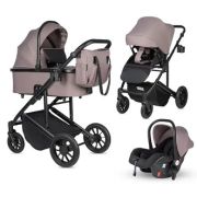 Коляска 3 в 1 для новорожденных Farfello Sola Trio Comfort Greige с реверсивным блоком