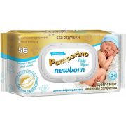 Салфетки влажные «Памперино» с клапаном 56 шт. Newborn Без отдушки