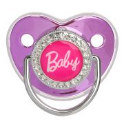 10092746 Соска-пустышка, +12 мес., розовая/серебро, стразы