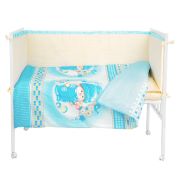 Комплект 6 пр. «Зайка с пуговкой» (борт из 4-х частей) голубой