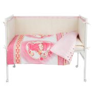 Комплект 6 пр. «Зайка с пуговкой» (борт из 4-х частей) розовый